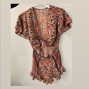 Free people tie front romper